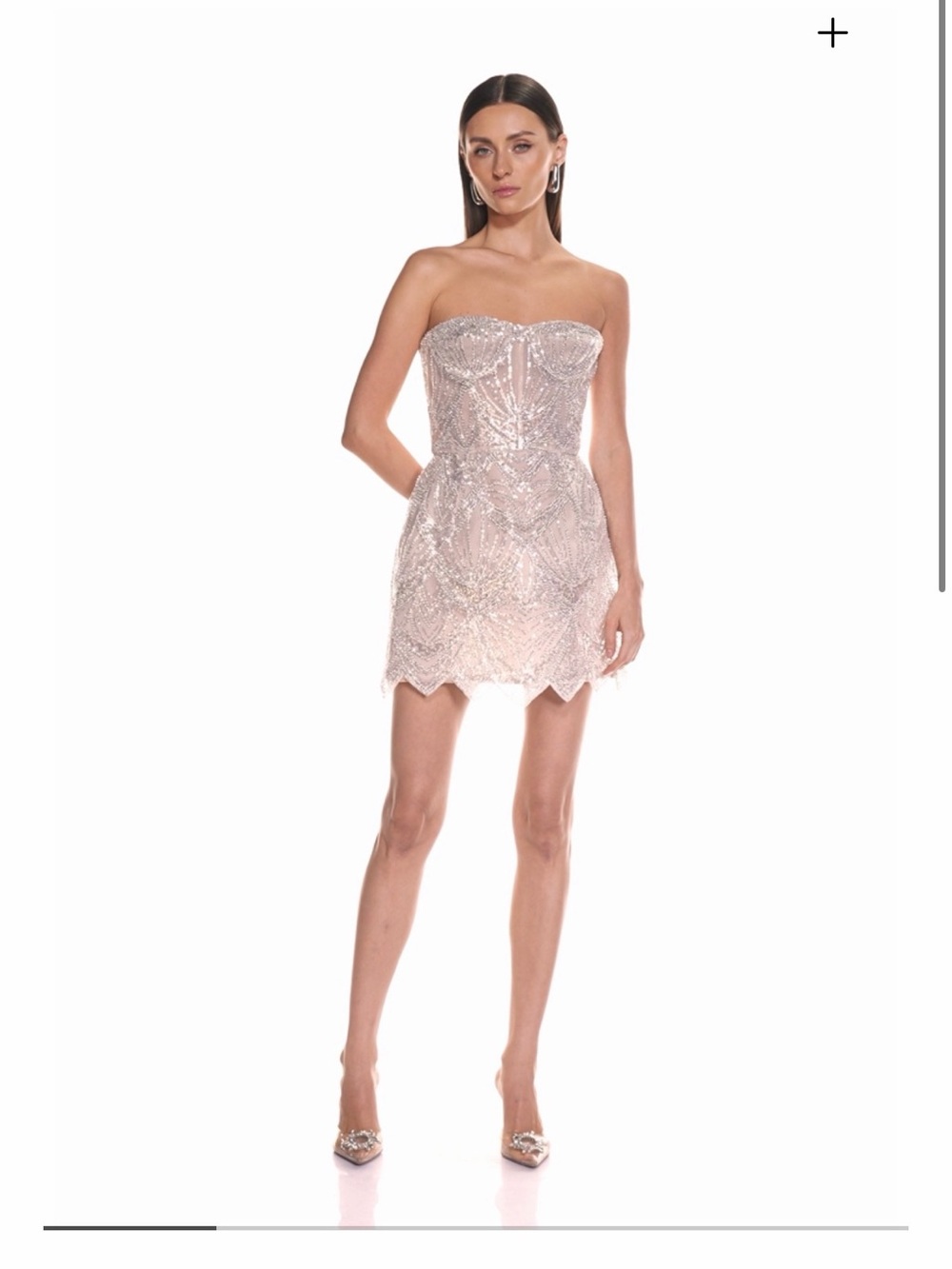 Bronx and Banco Strapless Beaded Mini Dress in Blush
